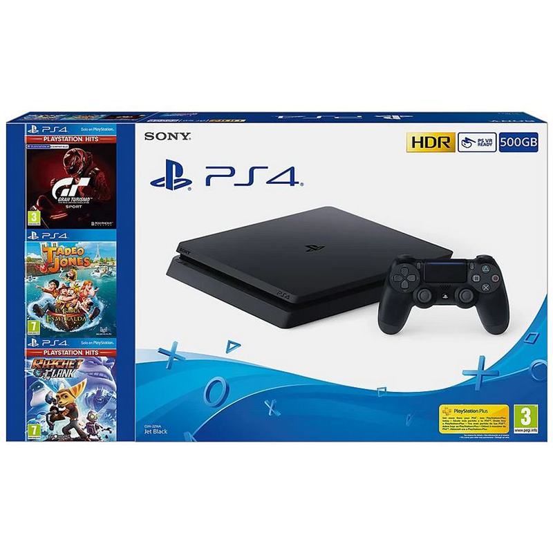 Console Sony Ps4 Slim 500Gb + Tadeo Jones 3+Gt Sports Hits+Ratchet & Clank Hits Sony - 1