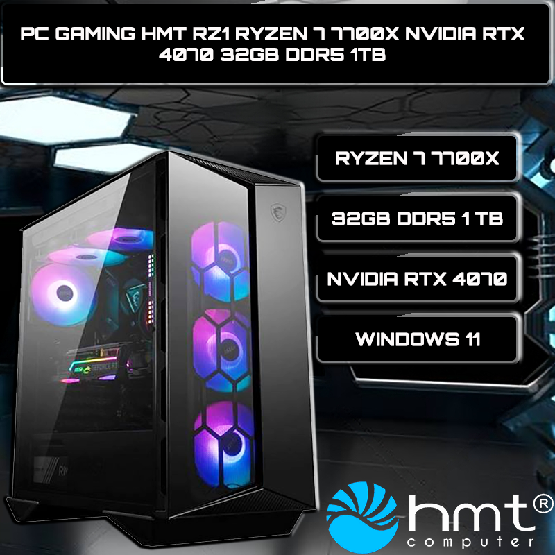 PC PARA JOGOS HMT ZR1 RYZEN 7700X 32 GB DDR5 1 TB SSD NVIDIA RTX 4070 Hmt Computer - 1