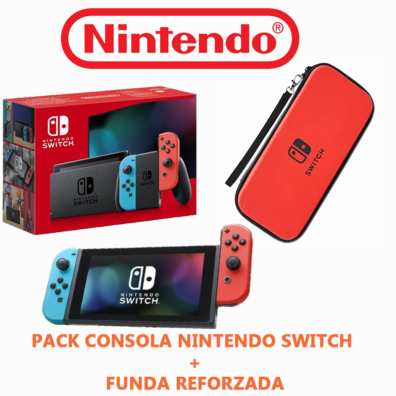 Pack Nintendo Switch Azul Neón/Rojo Neón 2022 2 Mandos Joy-Con + Estuche Nintendo reforzado  - 1