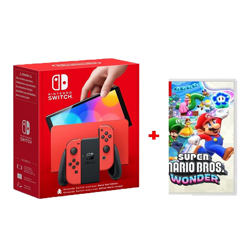 Nintendo Switch Oled Red Edition Mario + Super Mario Bros Wonder  - 1