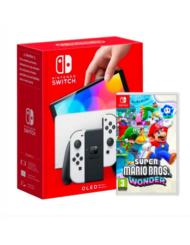 Modelo OLED branco Nintendo Switch + Mario Wonder  - 1