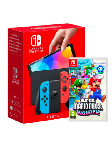 Nintendo Switch Modelo OLED Azul Neon/Rojo Neon + Mario Wonder  - 1