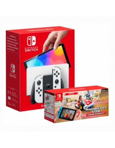 Modelo OLED branco Nintendo Switch + Mario Kart Live: Home Circuit Mario Edition  - 1