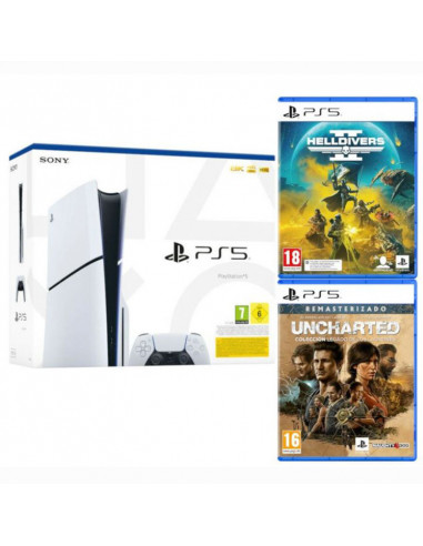 PS5 SONY PLAYSTATION 5 SLIM 1 TB CHASSIS D COLEÇÃO UNCHARTED LEGACY HELLDIVERS Sony - 1