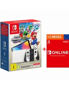 Nintendo Switch Modelo OLED Blanca y Mario Wonder 12 Meses Online