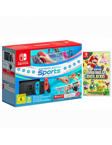 NINTENDO SWITCH SPORTS + 12 MESES DE ASSINATURA + NOVO SUPER MARIO BROS. U DELUXE NINTENDO - 1