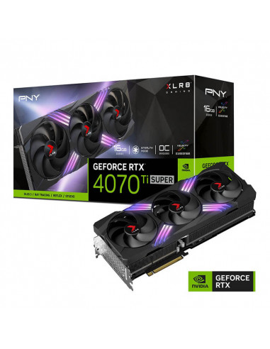 TARJETA GRAFICA PNY GeForce RTX 4070 Ti SUPER XLR8 VERTO EPIC-X RGB OC Triple Fan 16GB GDDR6X DLSS3 VCG4070TS16TFXXPB1-O PNY - 1