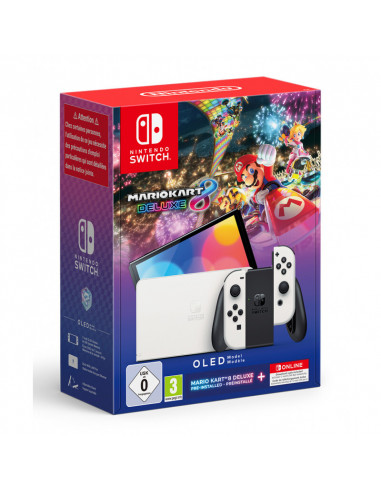 INTERRUPTOR OLED BRANCO + MARIO KART 8 DELUXE + 12 MESES ONLINE NINTENDO - 1