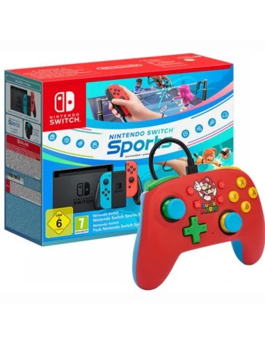 Nintendo Switch Neon + Nintendo Switch Sports + 12 NSO + Mando Power A Mario-CONSOLAS Y VIDEOCONSOLAS-Electro-tienda.net
