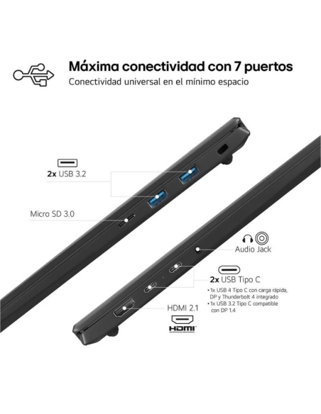 LG Gram Pro 16ZD90SP: Ultra 7, 32GB/1TB, RTX 3050, 16" OLED y Sin SO.