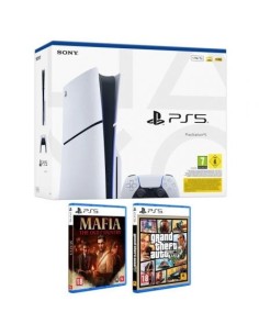 PS5 Slim Leitor 1TB: Pack Mafia + GTA V e 4K 120 Hz