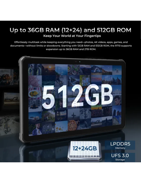 Oukitel RT10 5G Preto: 12GB/512GB de Potência Blindada e Resistência Total