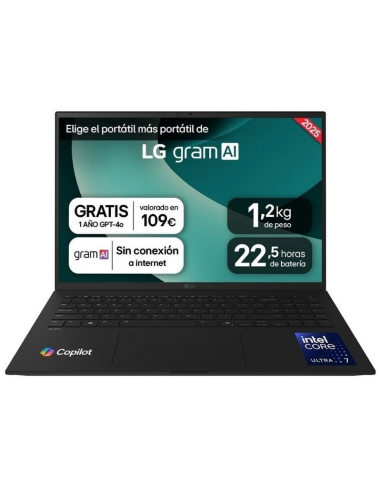 Portátil LG Gram 16ZD90T-G AX88B 16" Intel Core Ultra 7-255H 32GB 1TB SSD Intel Arc Sin Sistema Operativo