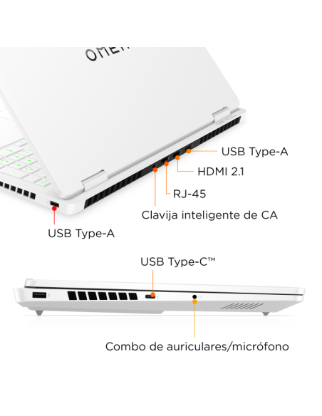 Portátil HP OMEN Gaming 16-am0041ns 16" Intel Core 7 240H 32GB 1TB SSD RTX 5070 Blanco RGB