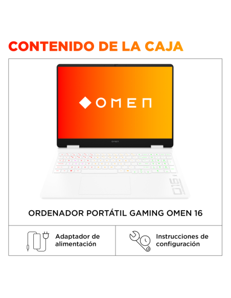 Portátil HP OMEN Gaming 16-am0041ns 16" Intel Core 7 240H 32GB 1TB SSD RTX 5070 Blanco RGB