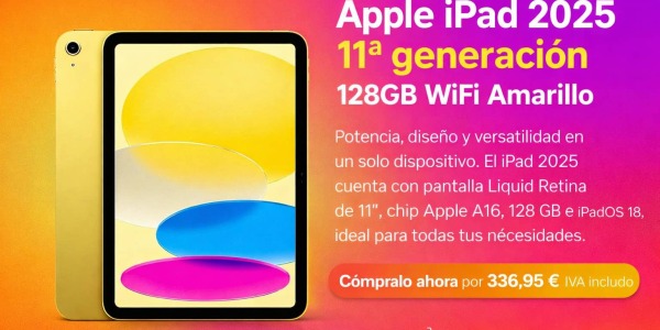 Apple iPad 2025 11ª generación 11” 128GB WiFi Amarillo: potencia, diseño y productividad en un solo dispositivo