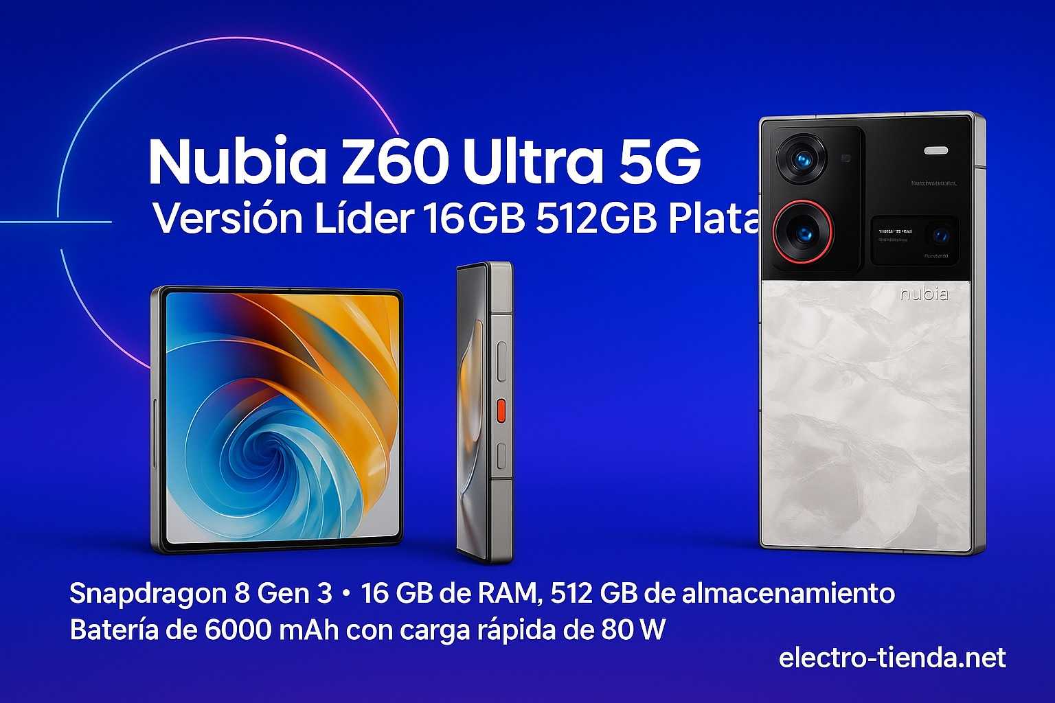 Nubia Z60 Ultra 5G Versión Líder 16GB 512GB Plata: innovación y potencia en tus manos